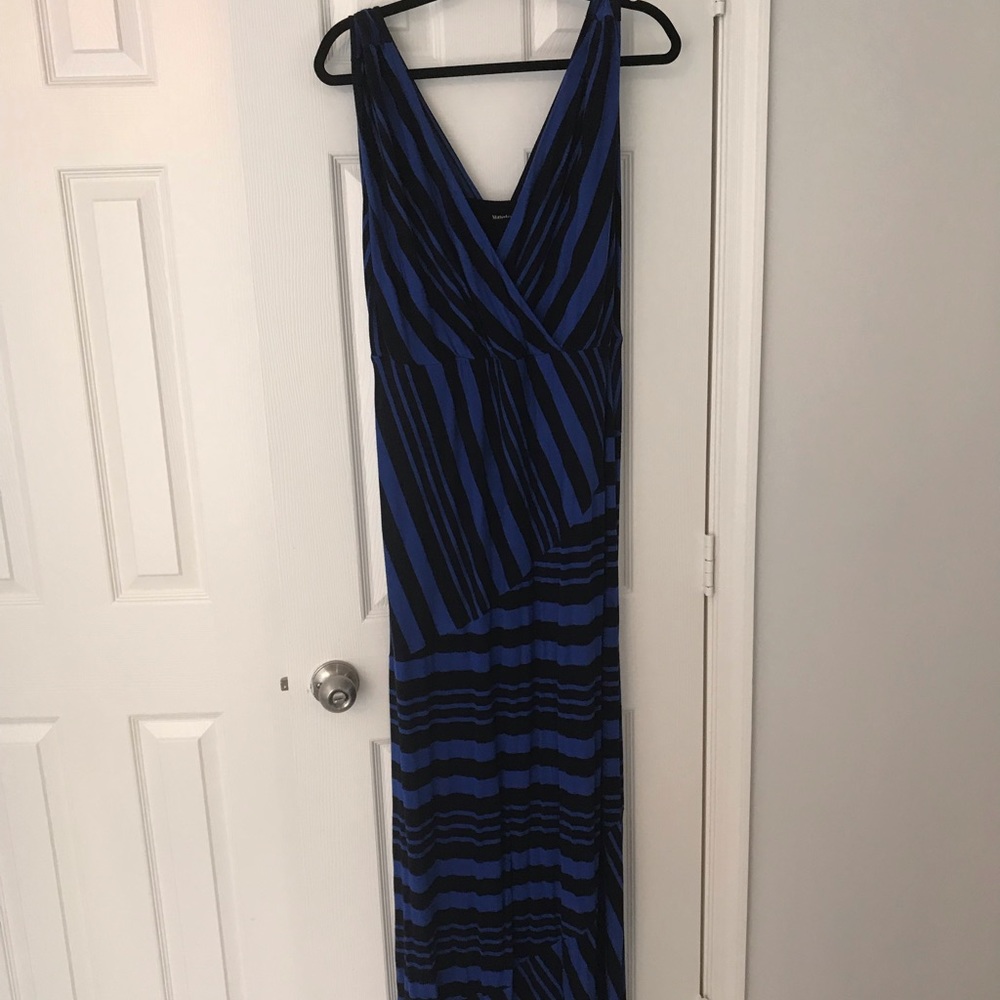 Motherhood maternity blue and black stripe dress